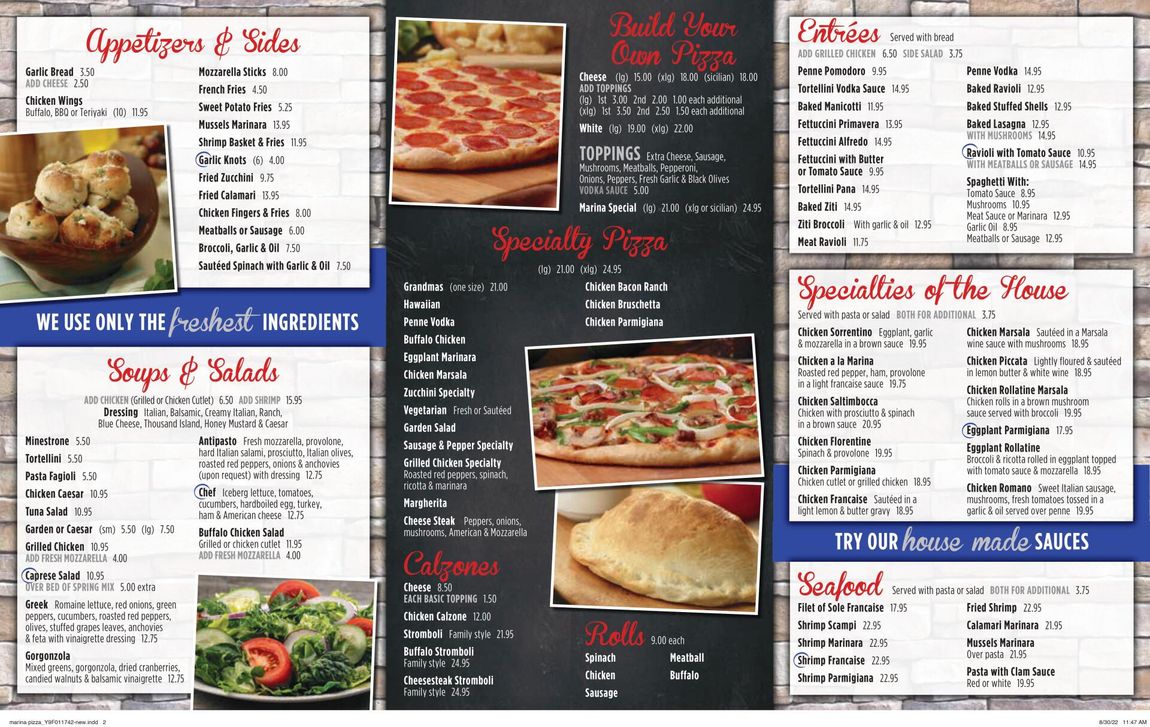 Menu 2 - Marina Restaurant & Pizza in Harriman, NY