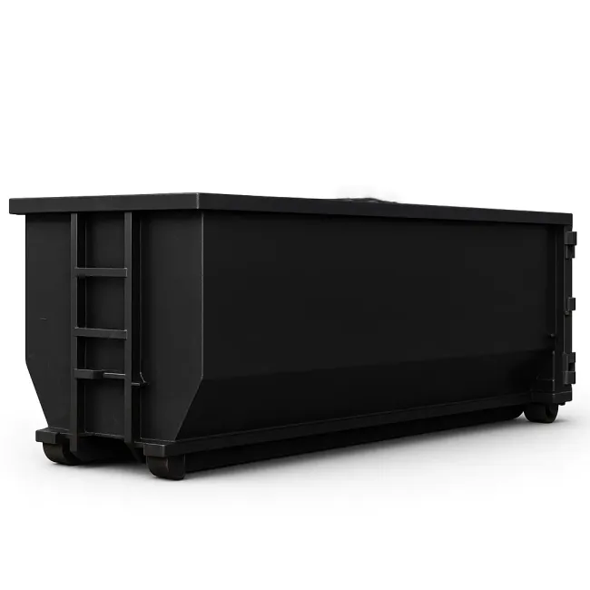 A dumpster with a phone number on it
