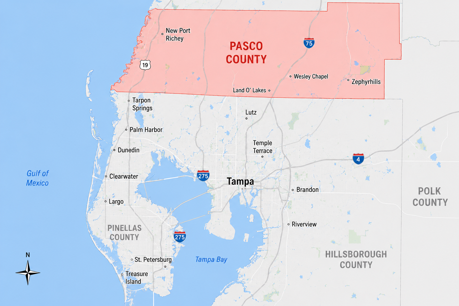 Pasco County Dumpster Rental Services Area