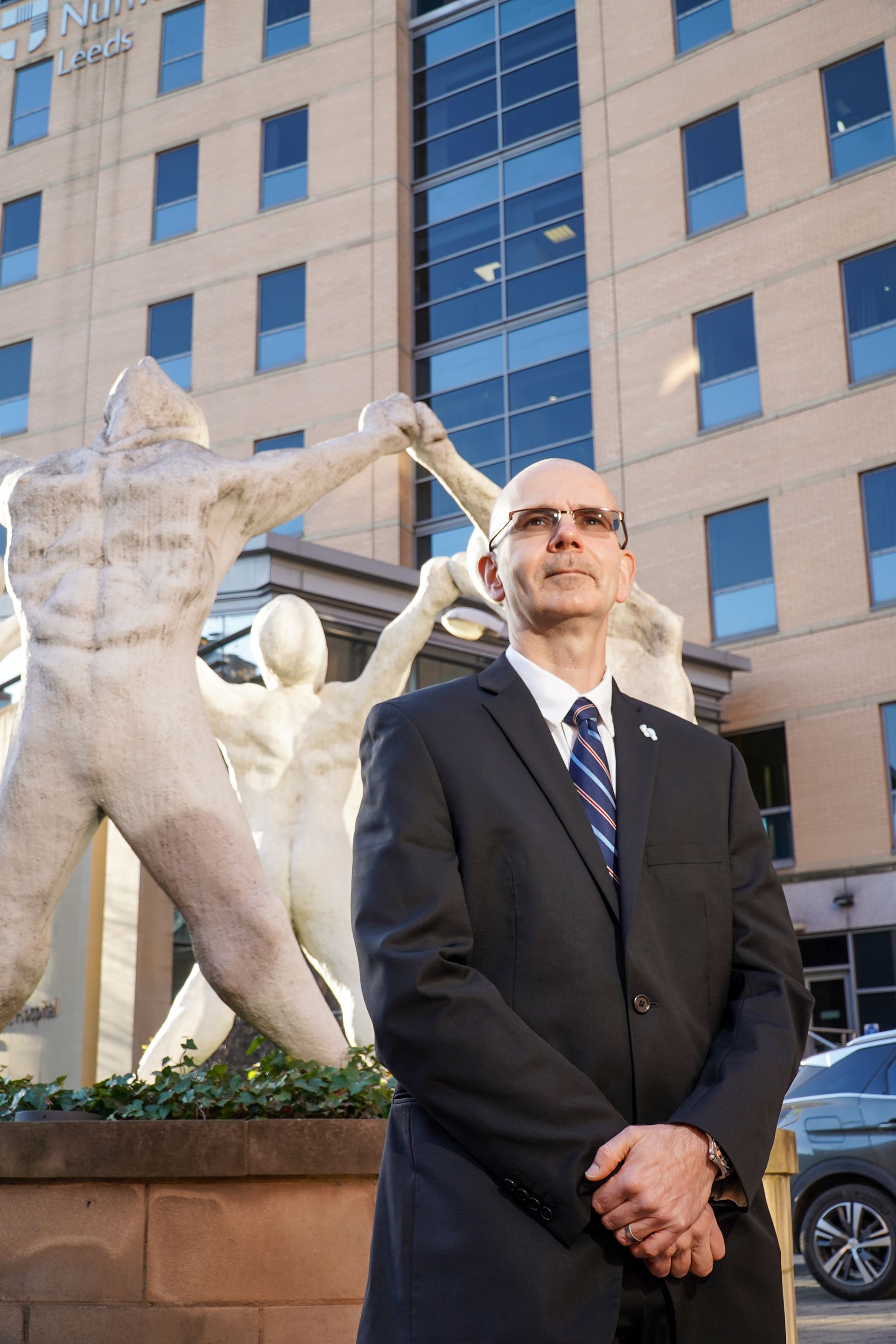 Mr Ray Monkhouse, a specialist in foot and ankle surgery, outside the entrance to the Nuffield Health hospital in Leeds