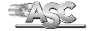 Stylized silver ASC logo with horizontal motion lines and a chrome underline