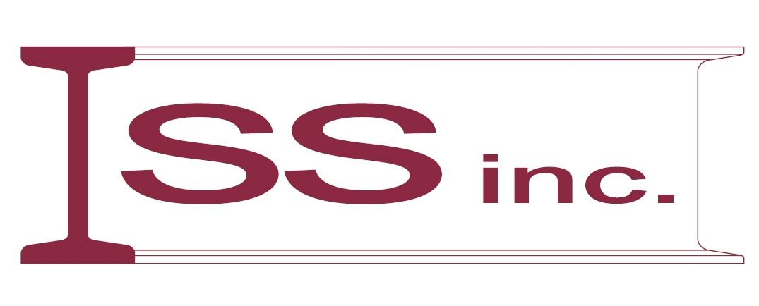 Logo for SS inc., burgundy letters and a matching structural beam graphic. A light gray border on the top and right.