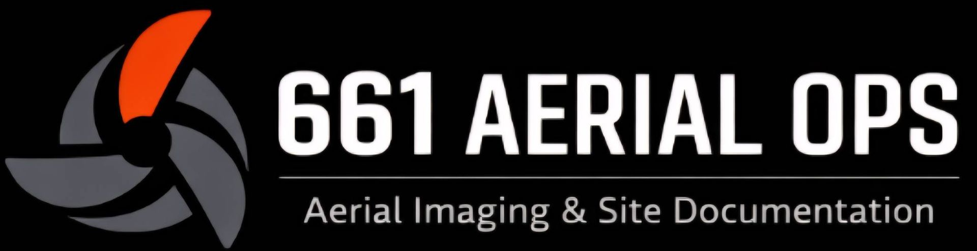 661 Aerial Ops logo with gray drone propeller icon, orange accent, and tagline &ldquo;Aerial Imaging & Site Documentation&rdquo;