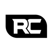 White “RC” logo on a black rounded rectangle background