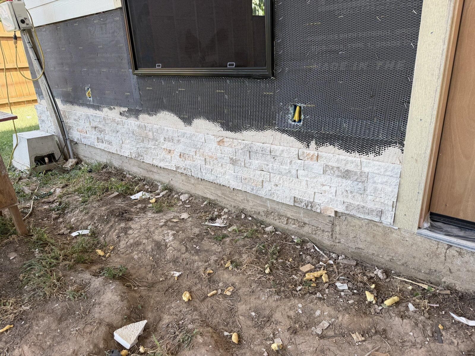 Exterior wall before stone veneer installation