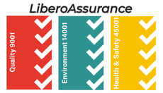 A logo for liberoassurance with three arrows pointing in different directions