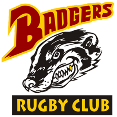 Logo for Badgers Rugby Club featuring a snarling badger head graphic with yellow and red text on a white background.