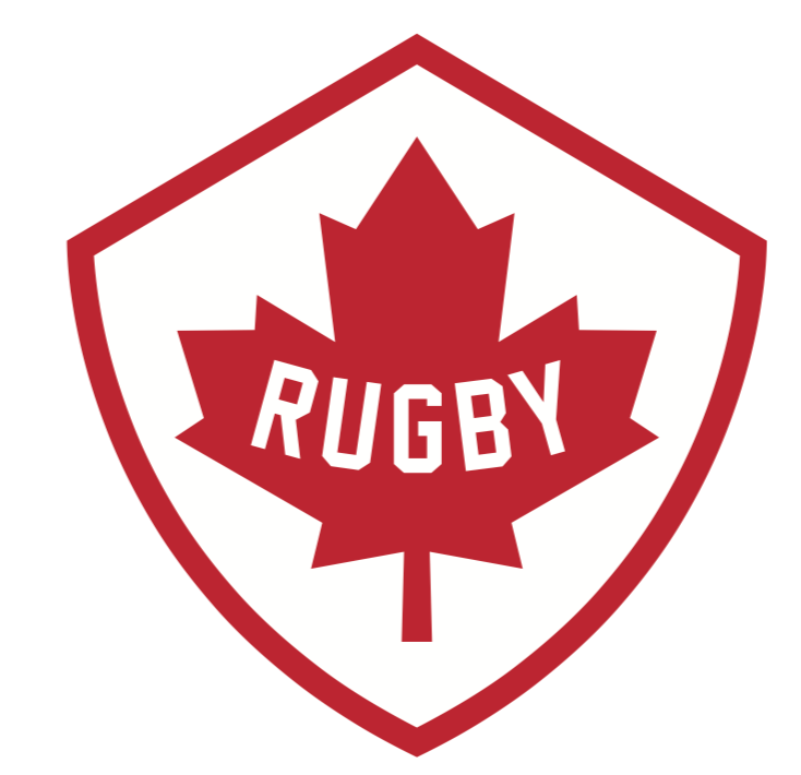 The Rugby Canada logo: a white shield with a red maple leaf containing the word