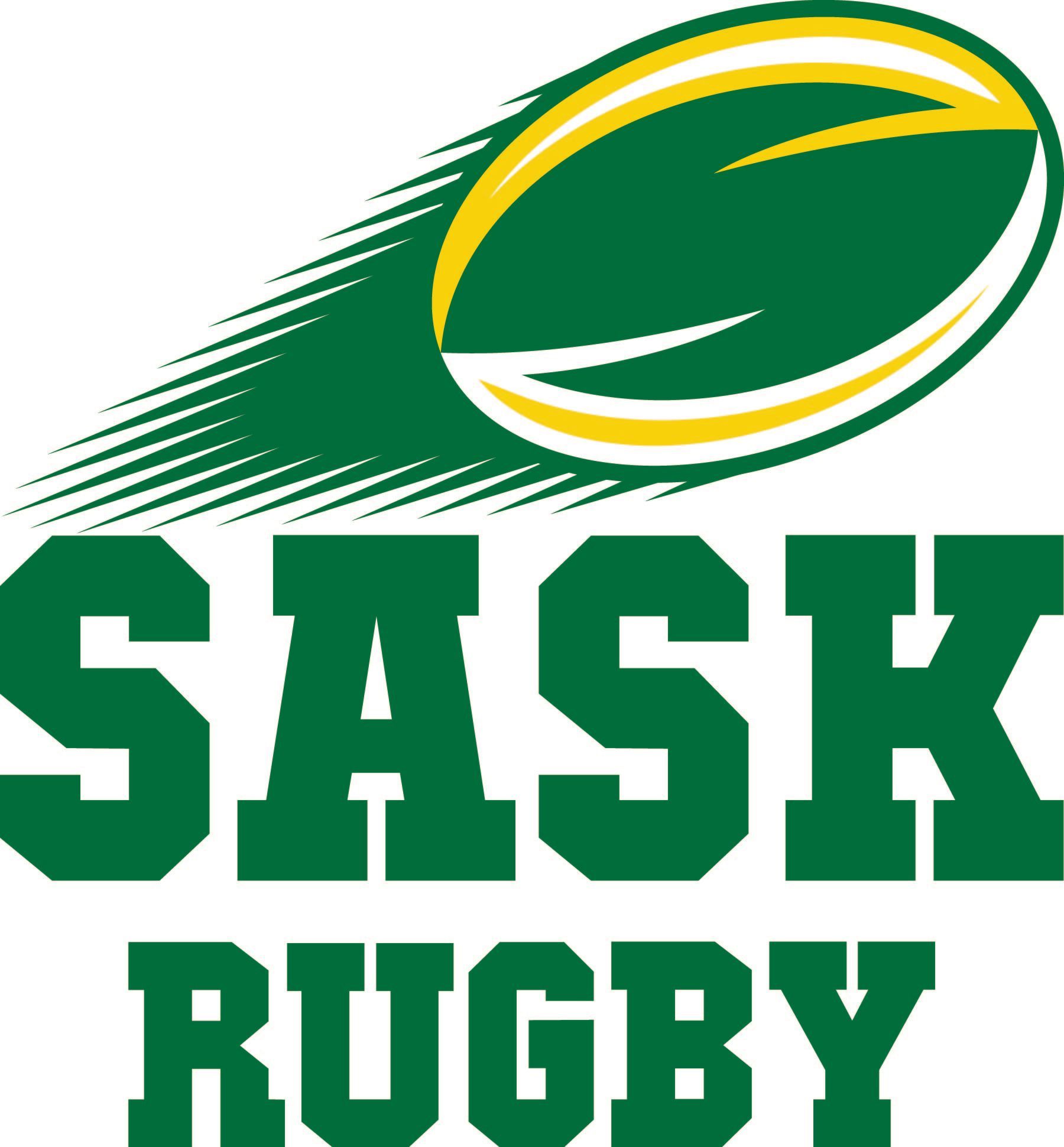 Saskatchewan Rugby logo: green and yellow rugby ball with green text