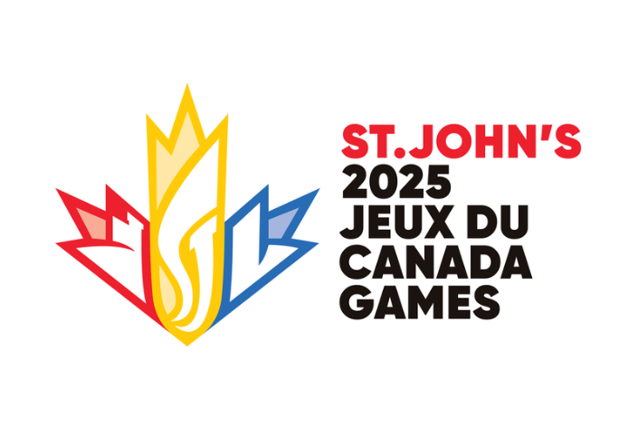 Logo for the 2025 Canada Games in St. John's, featuring a colorful maple leaf and text.