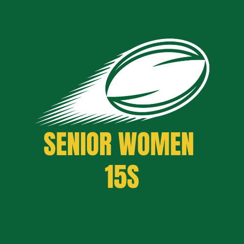 A rugby ball in motion above the yellow text 
