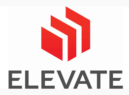 Elevate logo with red geometric icon above gray wordmark