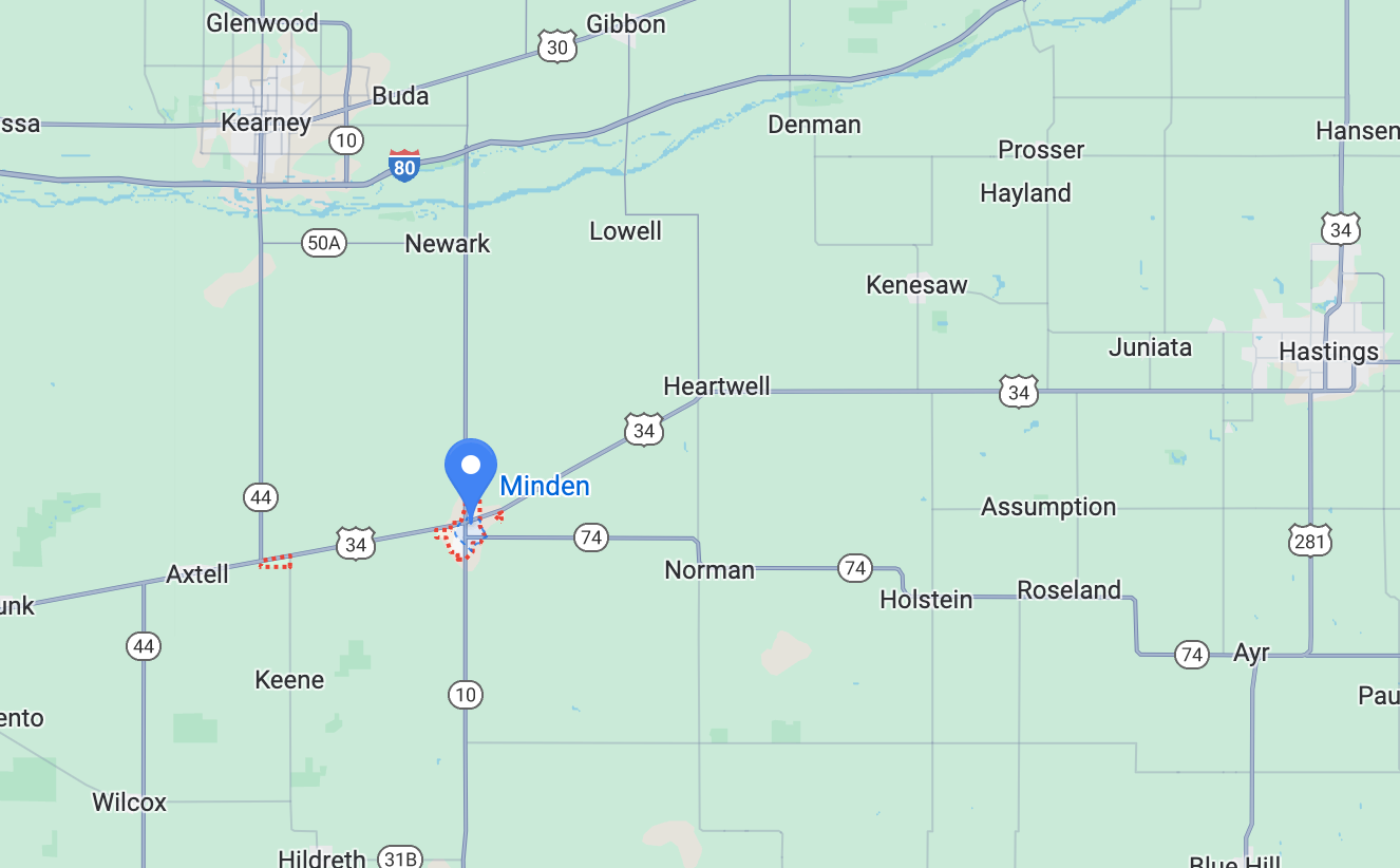 map of minden, nebraska