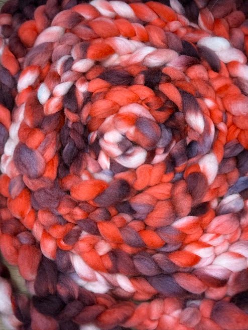 Merino-Rambouillet Top in Pinks, Reds, Browns, Purples and White 4 oz