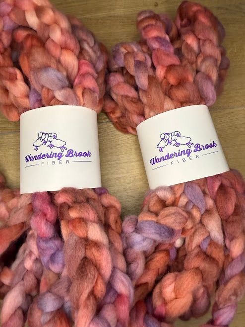Merino-Rambouillet Top in Shades of Pink and Purple 4 oz