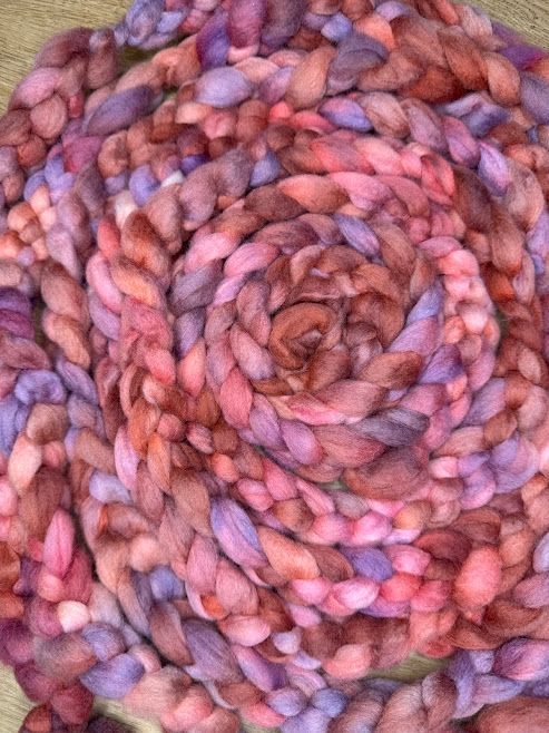 Merino-Rambouillet Top in Shades of Pink and Purple 4 oz