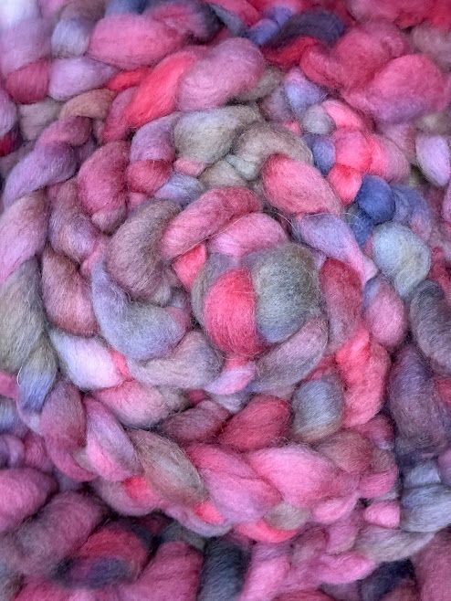 Merino-Rambouillet Top in Shades of Blue, Pink & Purple 4 oz
