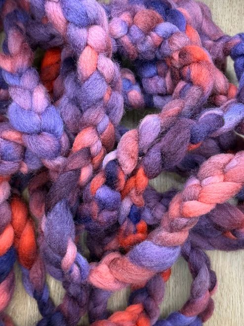 Merino-Rambouillet Top in Dark Pinks & Purples 4 oz