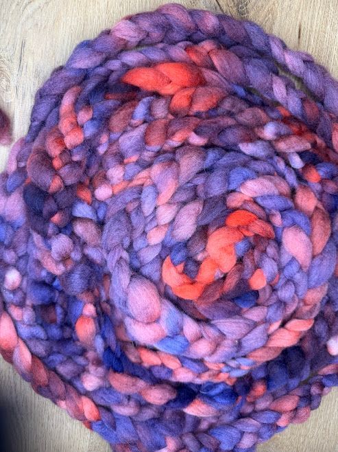 Merino-Rambouillet Top in Dark Pinks & Purples 4 oz