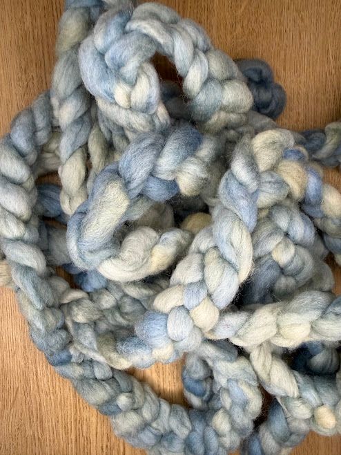 Merino-Rambouillet Top in Light Greens & Blues 4 oz