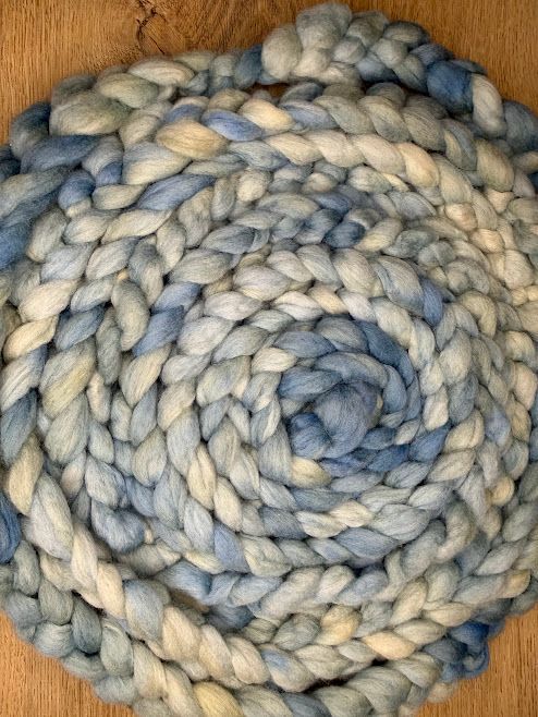 Merino-Rambouillet Top in Light Greens & Blues 4 oz