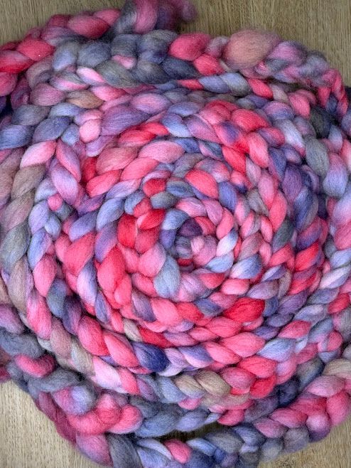 Merino-Rambouillet Top in Shades of Pink and Gray 4 oz