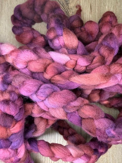 Merino-Rambouillet Top in Maroons and Pinks 4 oz