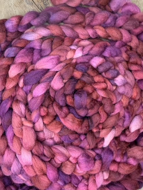 Merino-Rambouillet Top in Maroons and Pinks 4 oz