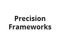Black text reading “Precision Frameworks” on a white background