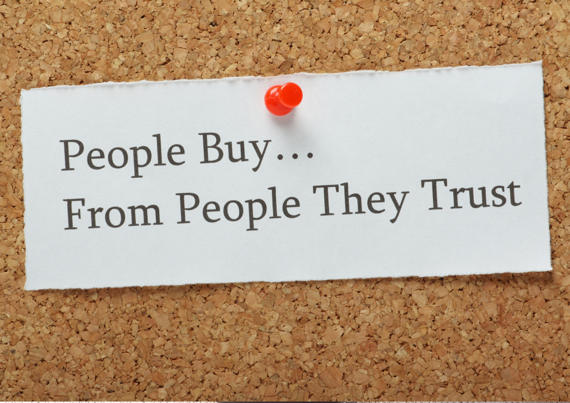 piece of paper saying people buy from people they trust
