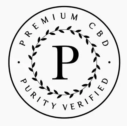 A circular black and white logo with a large central