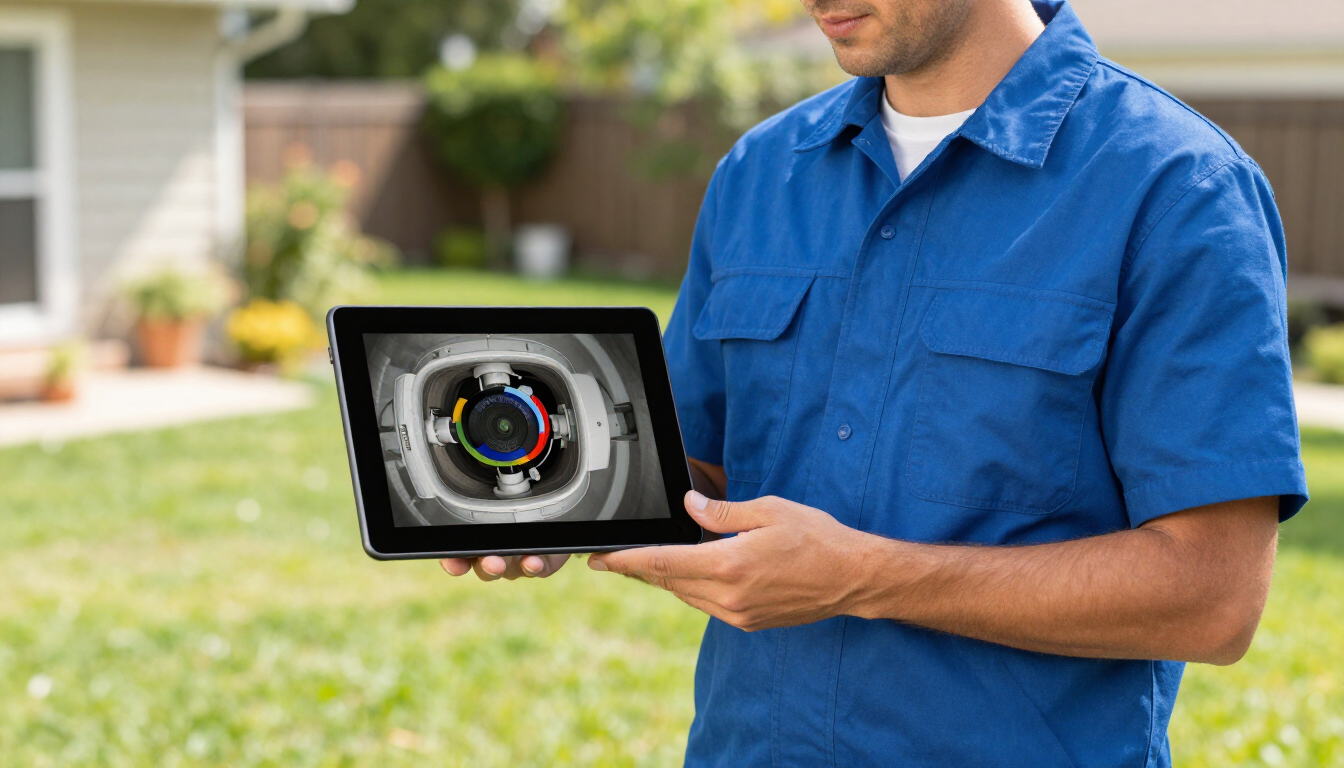 Plumber using diagnostic tool