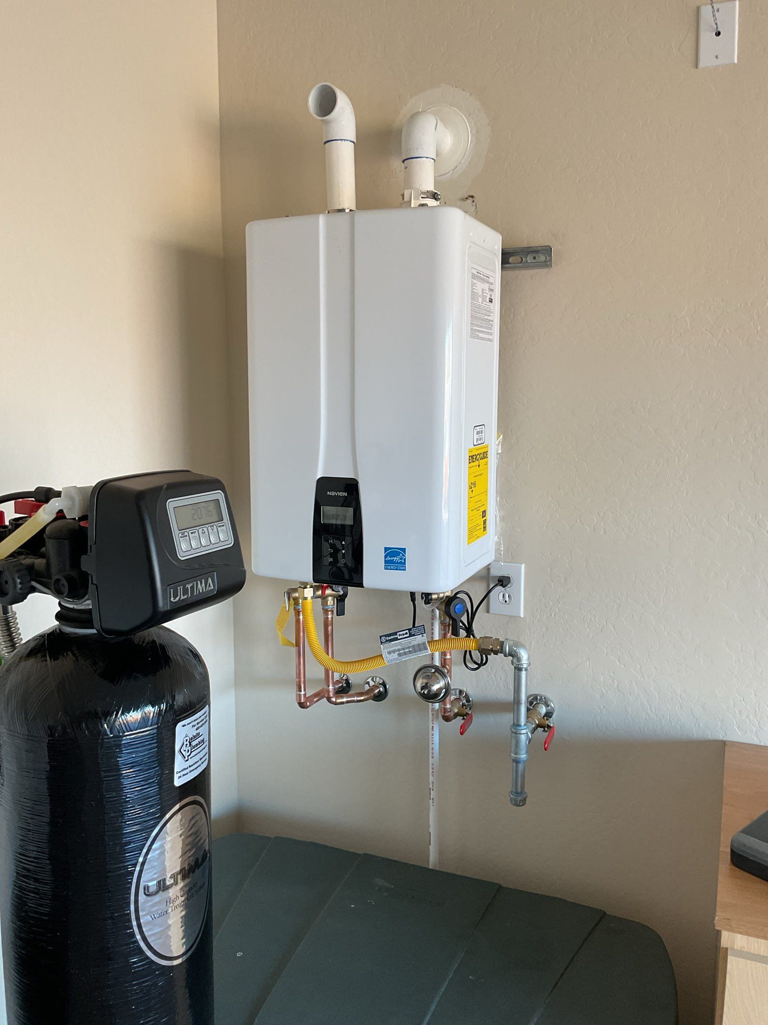 Tankless water heater installed in a modern home