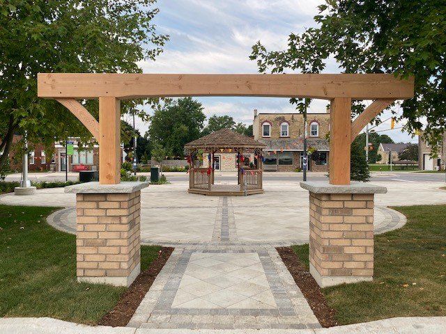 Wooden entry archway at Clifford Rotary Celebration Square
