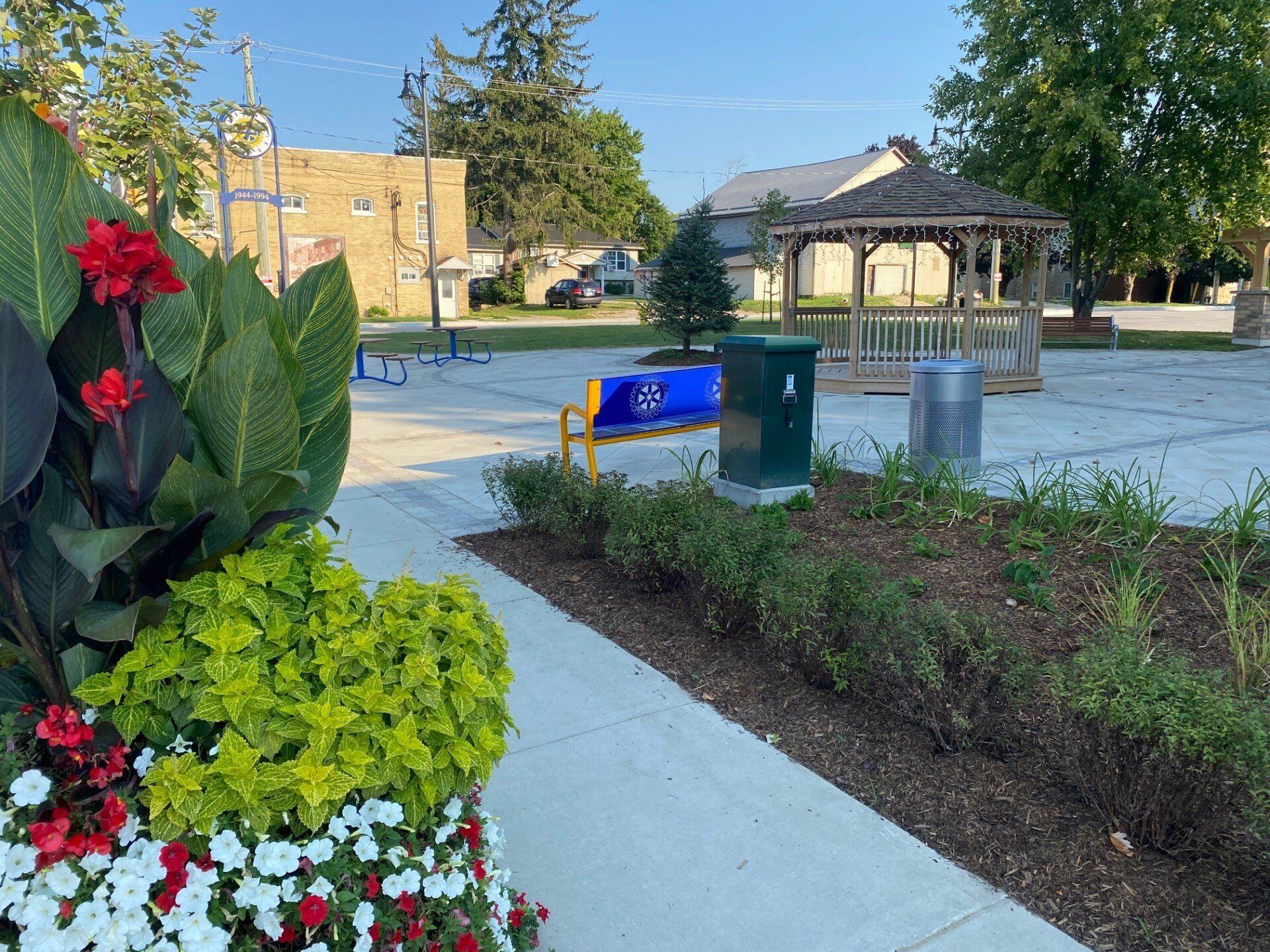 Landscaped garden and gazebo at Clifford Rotary Celebration Square