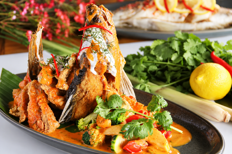 Whole fried fish with choo chee sauce at 21 Thai Restaurant Rozelle/Balmain