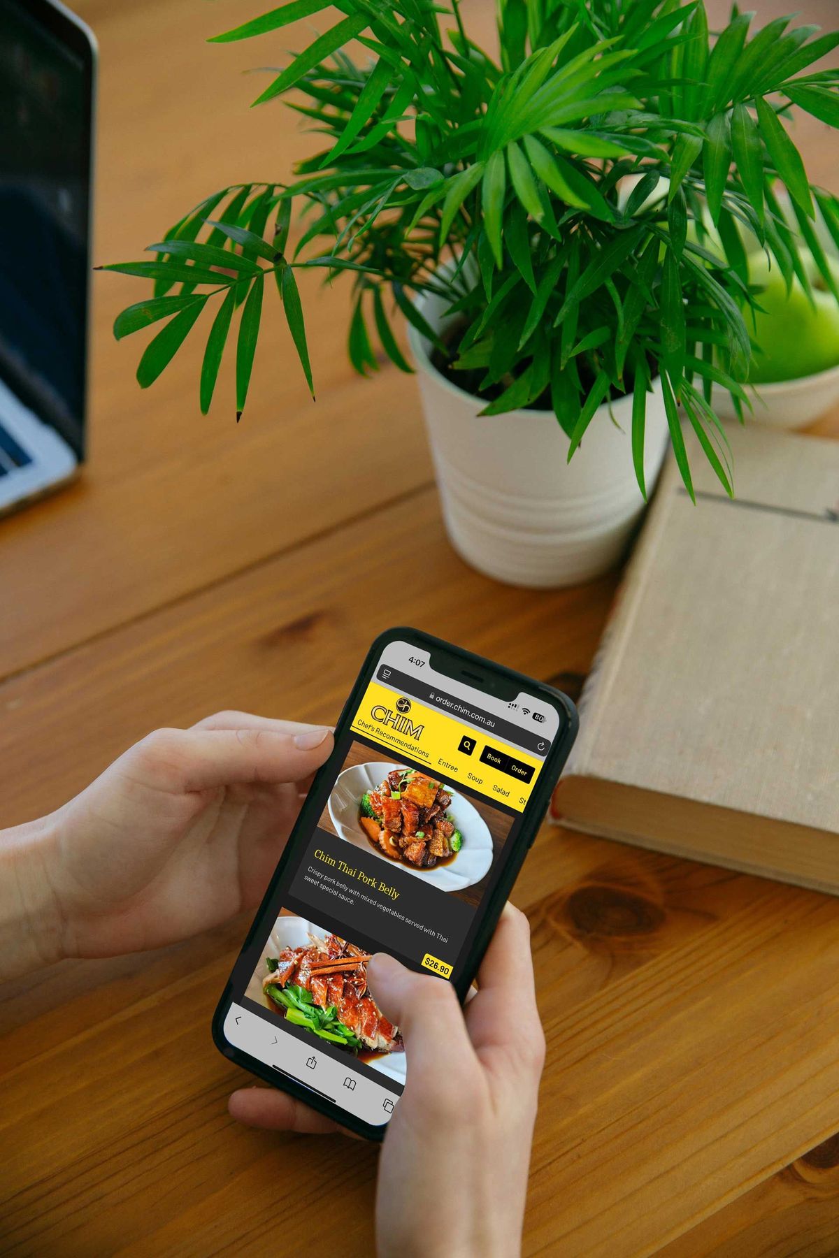A courier delivering food through Rozelle