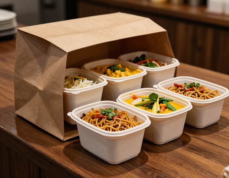 Thai takeaway packed and ready to go