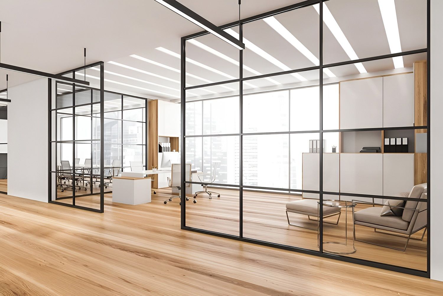 Interior With Glass Partitions