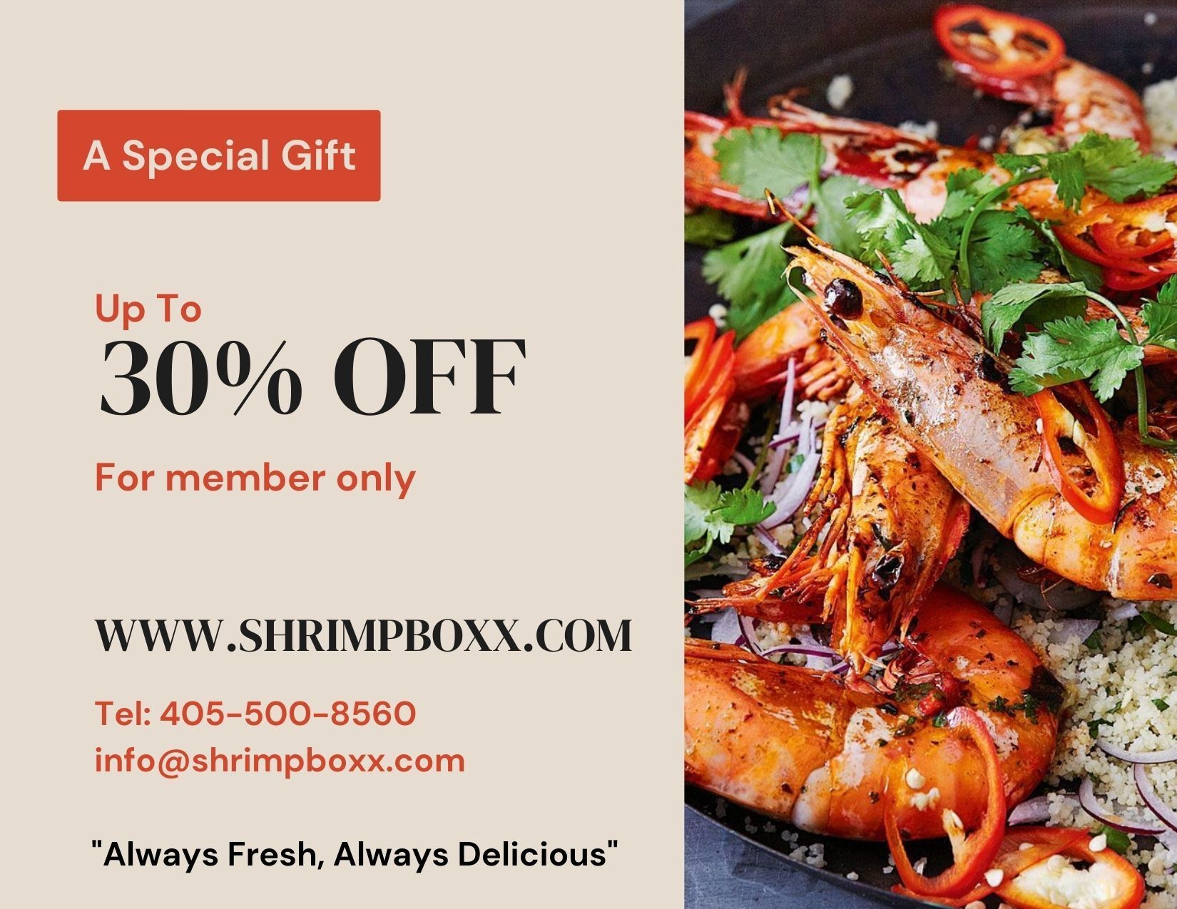 A special gift up to 30 % off for member only