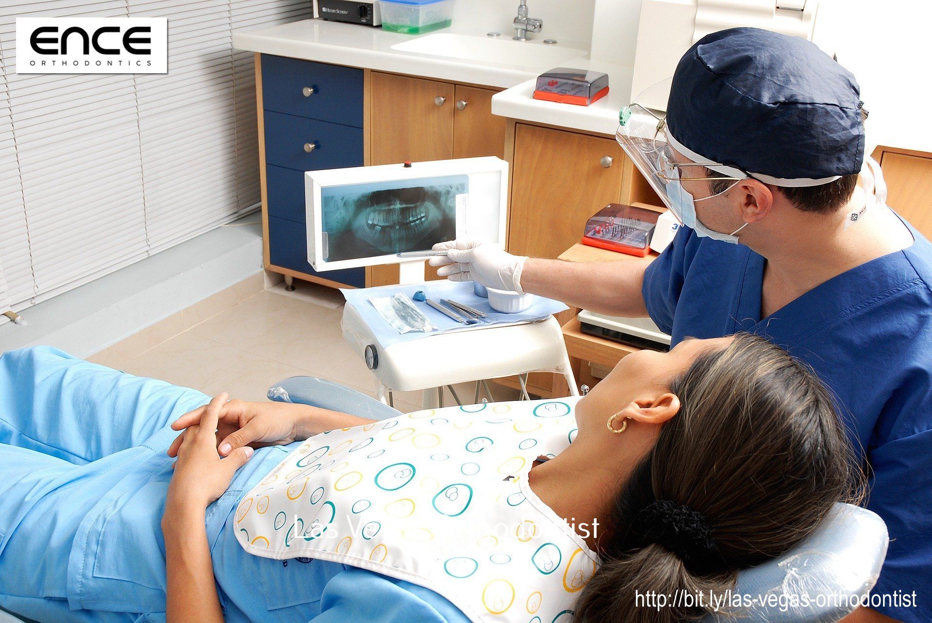 Teen patient smiling with braces at Ence Orthodontics in Las Vegas, NV.
