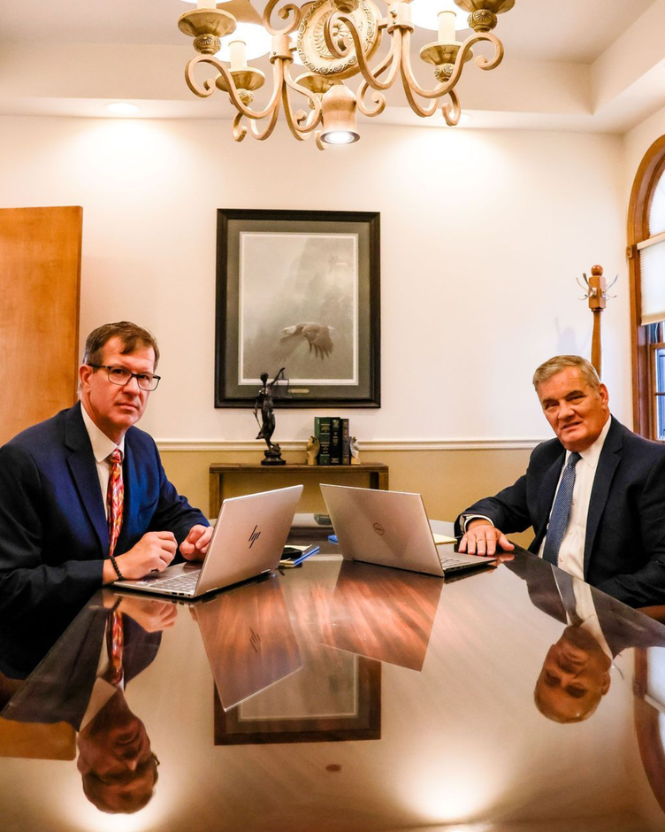 Personal Injury Attorneys David Novak and David Wilson in their Merrillville Indiana office.