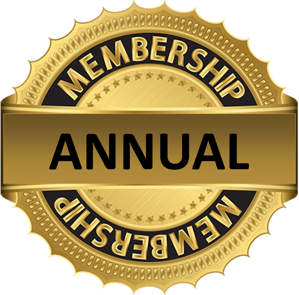A gold badge that says membership annual on it