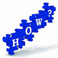 A row of blue puzzle pieces with the words `` how '' written on them. in Columbus