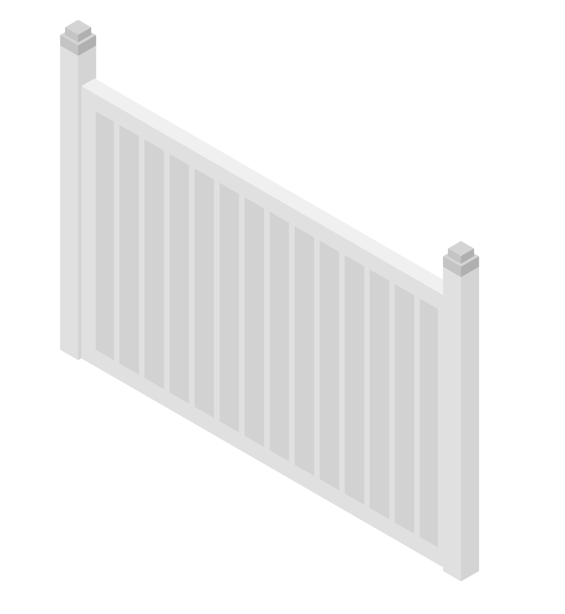 An isometric view of a white railing on a white background in Westerville