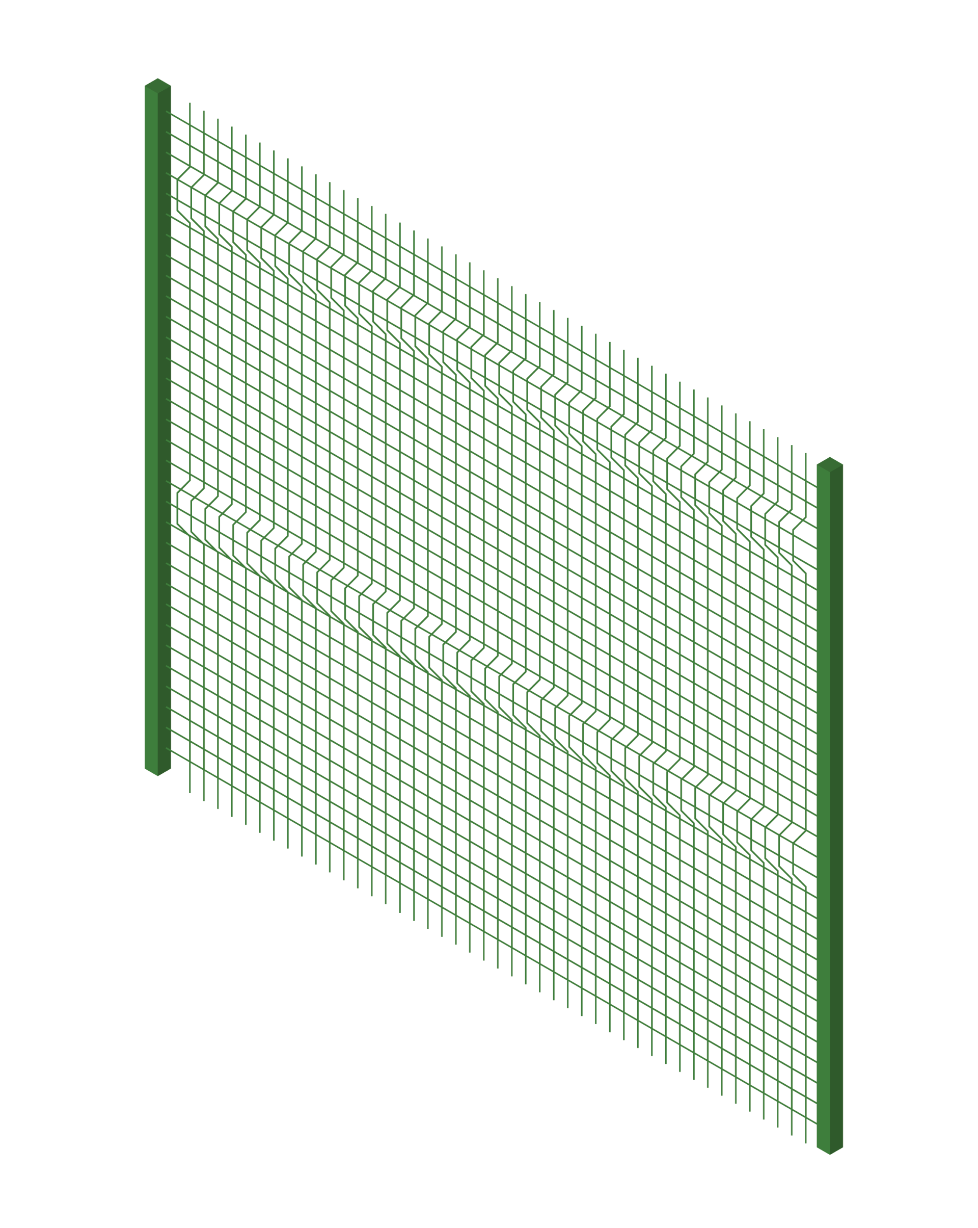 An isometric view of a green fence on a white background in Westerville