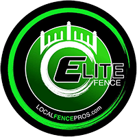 The logo for elite fence is a green circle with a crown on it in Columbus