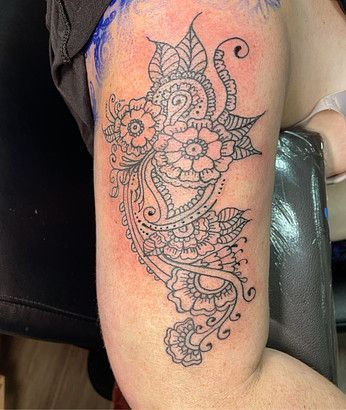 A close up of a tattoo on a person 's arm.