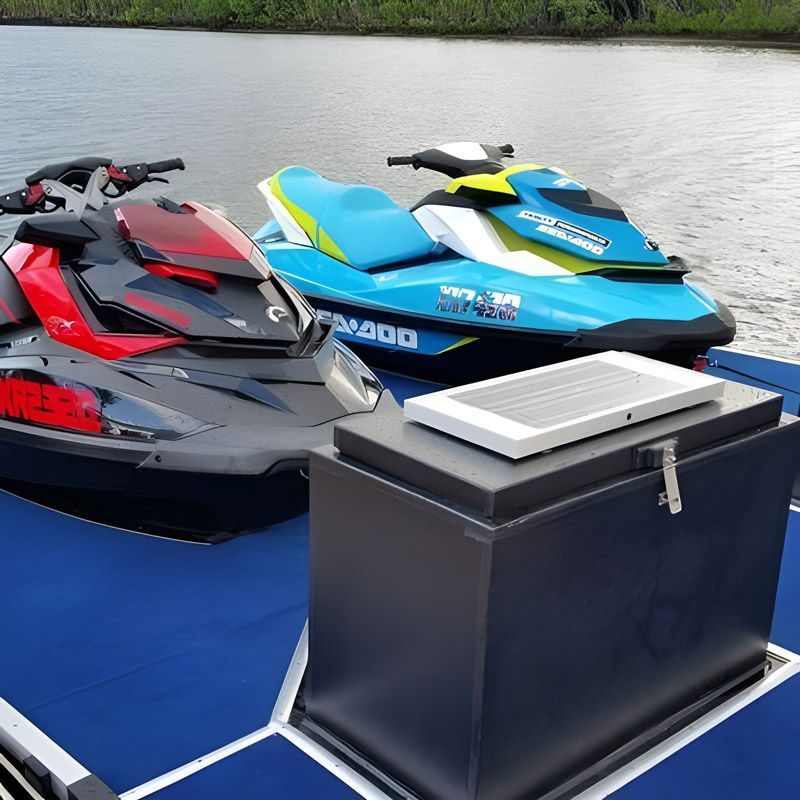 Two Seado Jet Skis Are Parked on a Dock — V.I.P. Plastic Fabrication in Portsmith, QLD