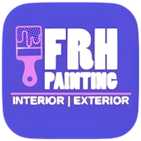 Logo for FRH Painting on a purple background featuring a paintbrush icon and the text "INTERIOR | EXTERIOR".